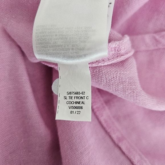 Old Navy Fit Flare Dress Linen Pink Sleeveless Smocked Tie Knot Keyhole Small - Picture 9 of 9